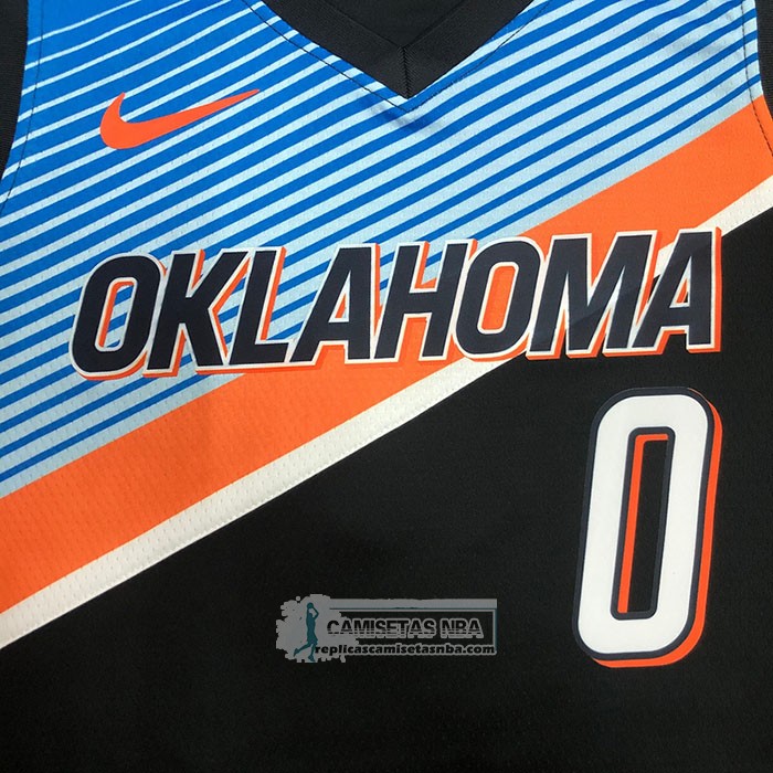 Camiseta Oklahoma City Thunder Russell Westbrook NO 0 Ciudad 2020-21 Negro